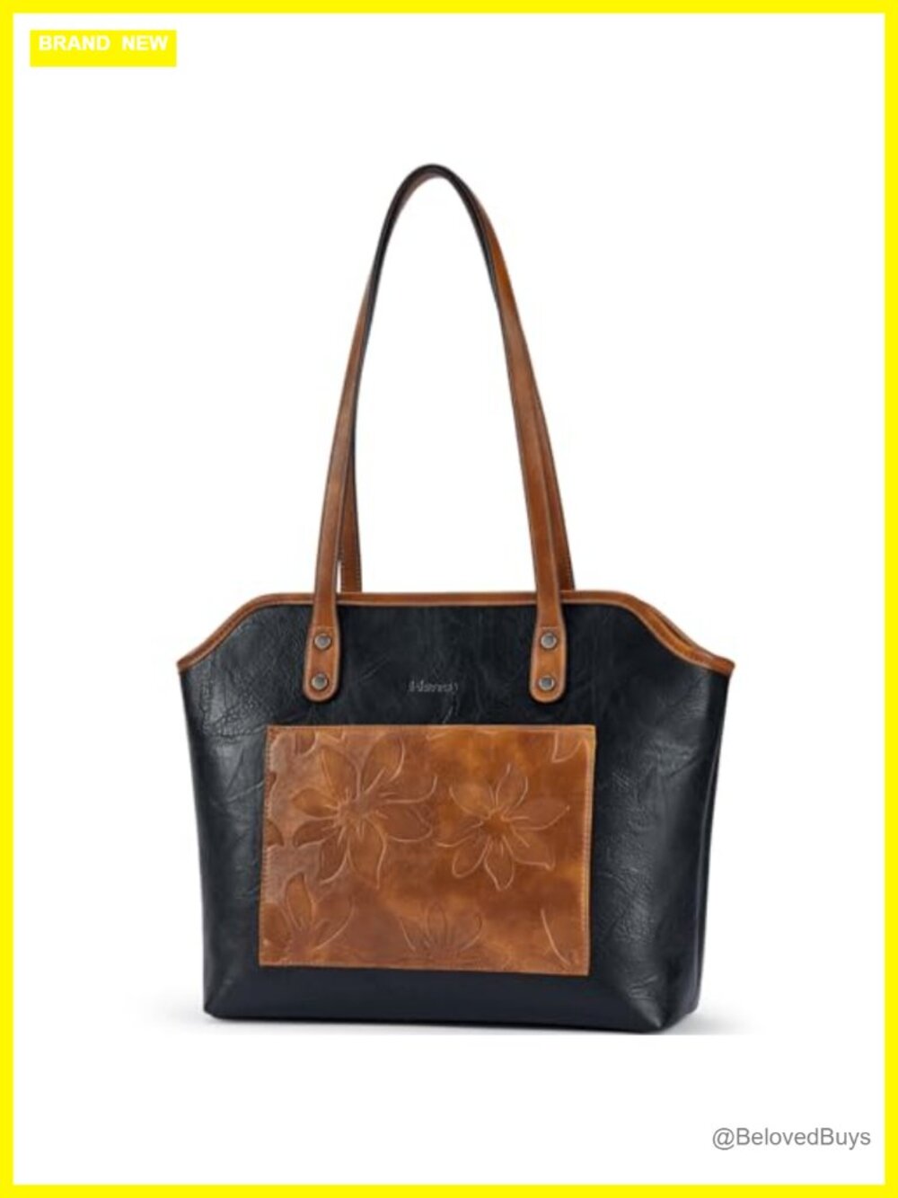 Large Vegan Leather Tote Bag Straw Woven Floral Embossed Shoulder Bag for Women